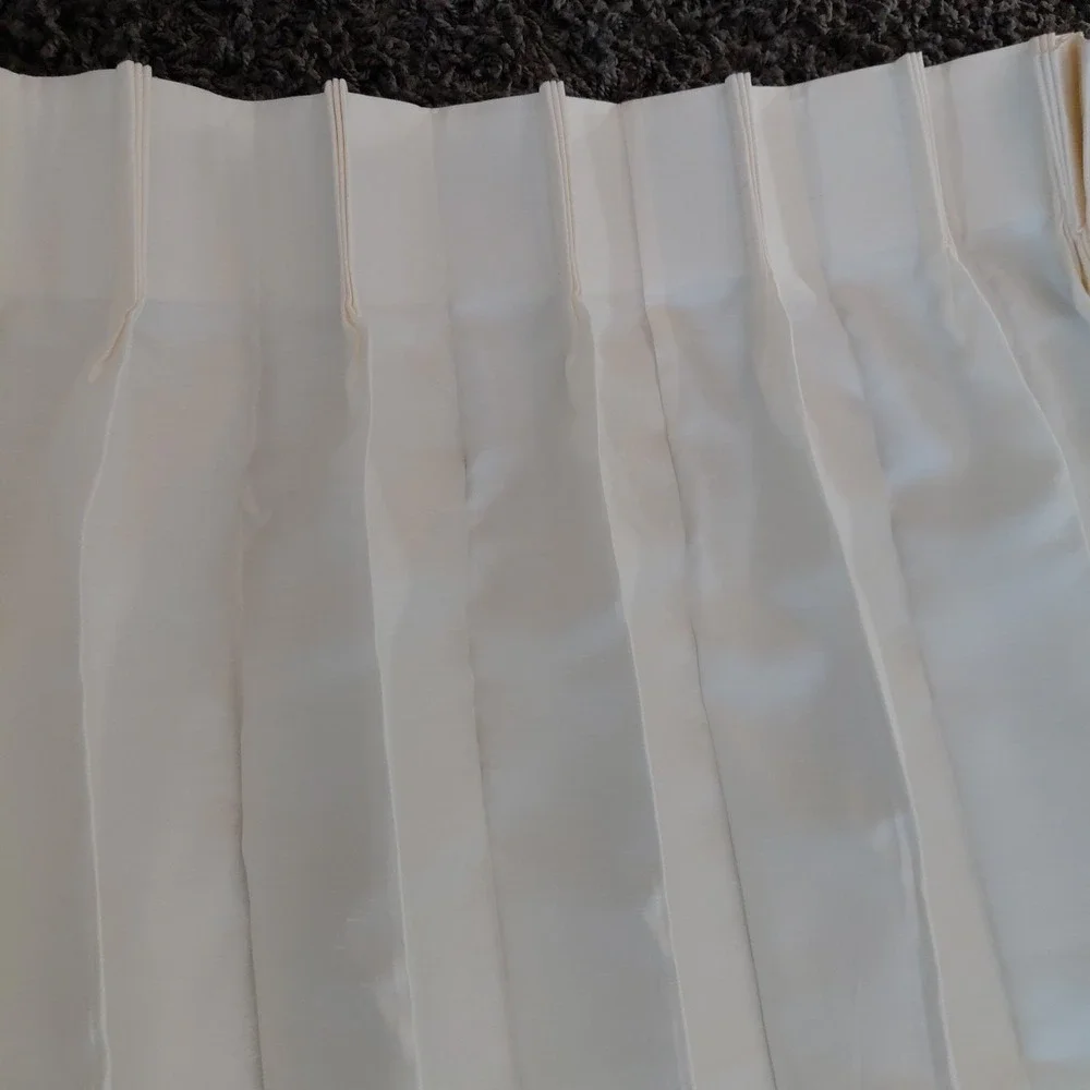 JCPenney Supreme pinch pleat drapes curtain panel pair Ivory Sateen Quite Luxury